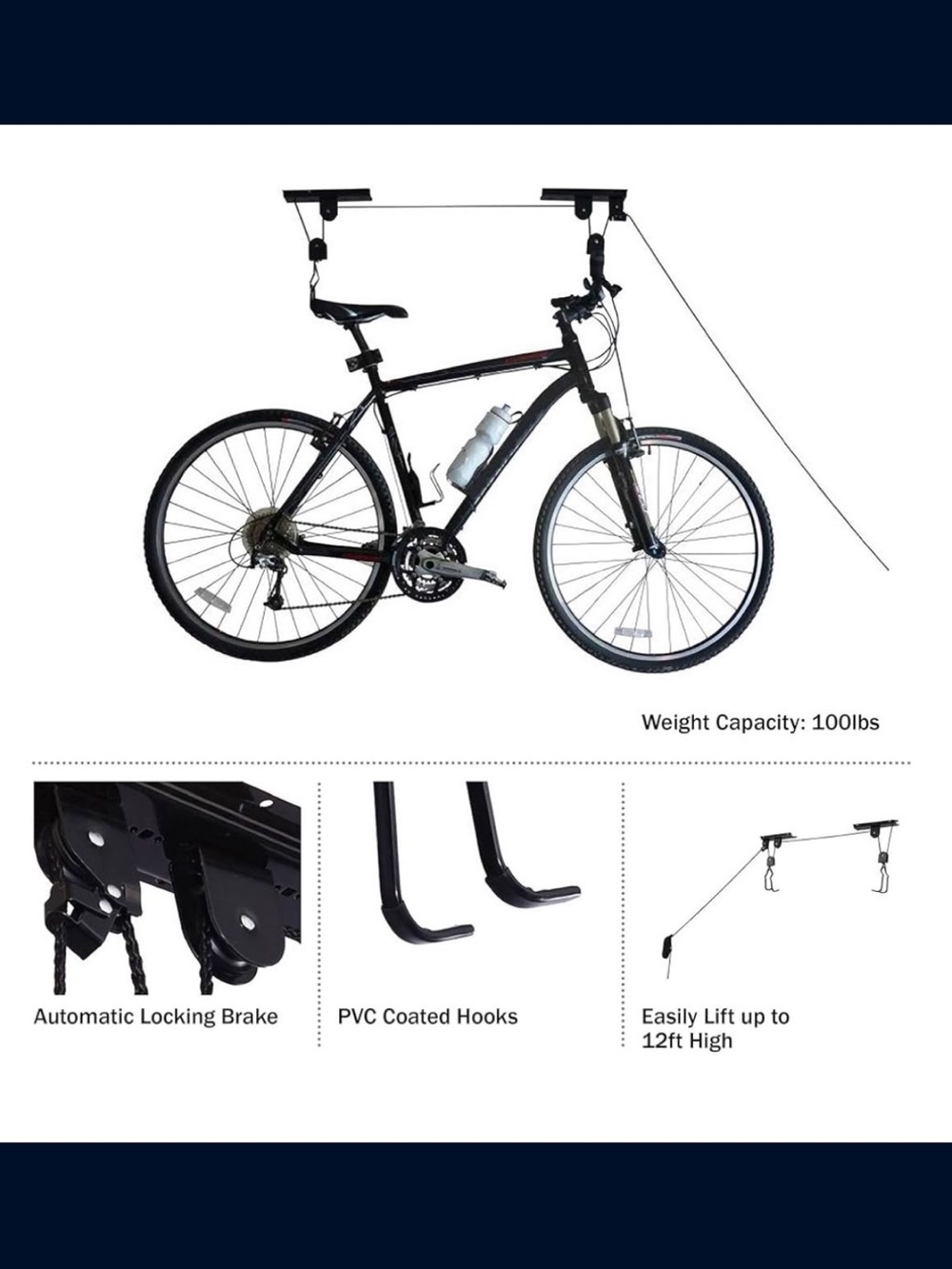 NEW ceiling Bike Rack 2 Pack Overhead Hoist Pulley System  Storage